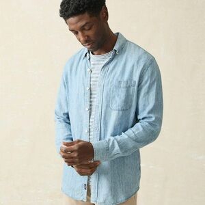Faherty Tried And True L/S Chambray Shirt Vintage Indigo Men’s Size Large NWT